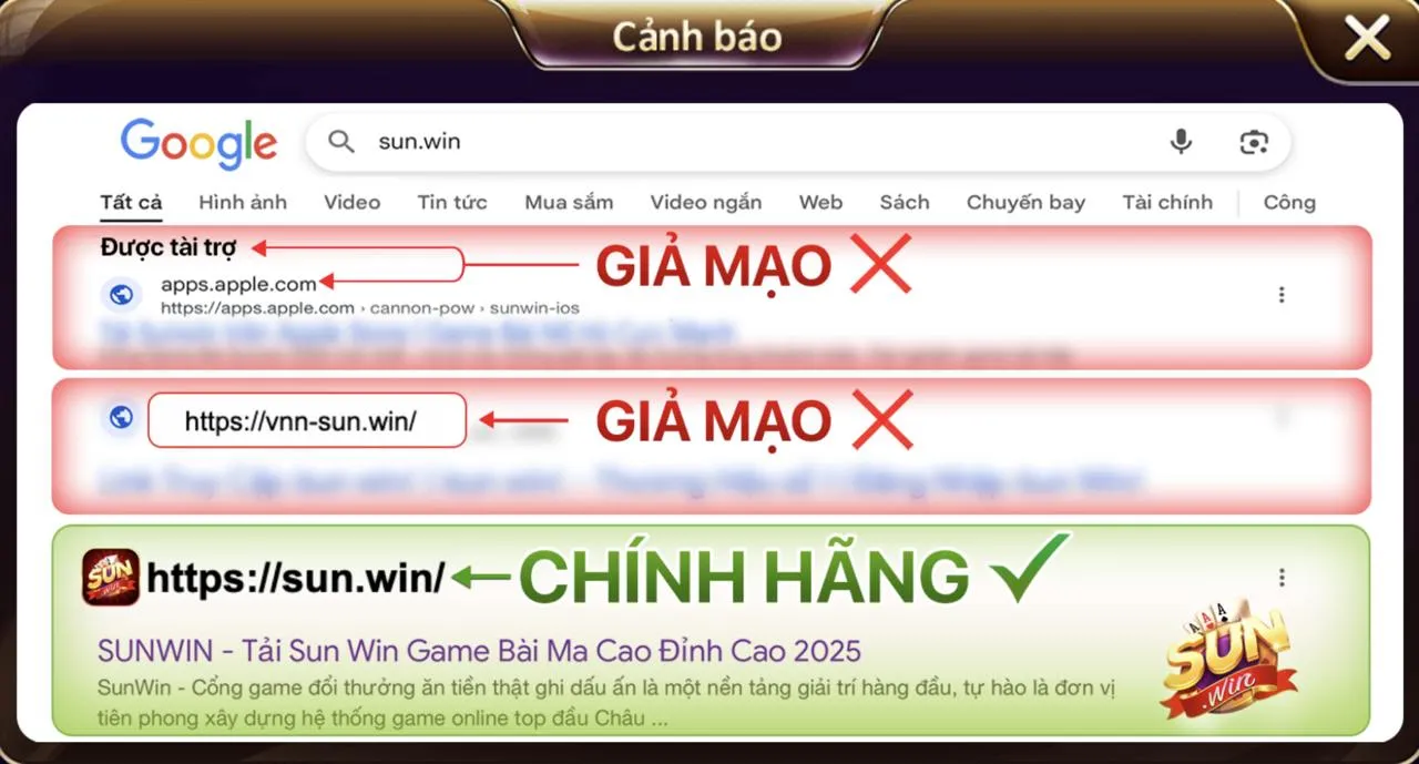 Cảnh báo Sunwin giả mạo: 5 dấu hiệu nhận biết chuẩn xác 4 Cảnh báo Sunwin giả mạo